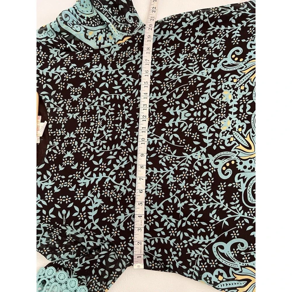 Lady Noiz Floral Bell Sleeve Top Size L Boho Fairy Asymmetric Festival Mermaid